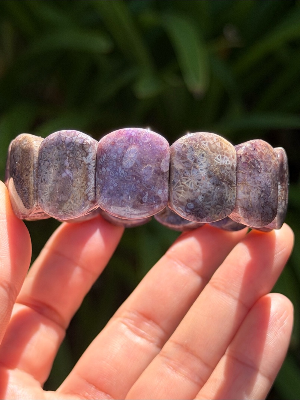 Purple Fossil Stone Stretch Bracelet - Women Jewelry Palo